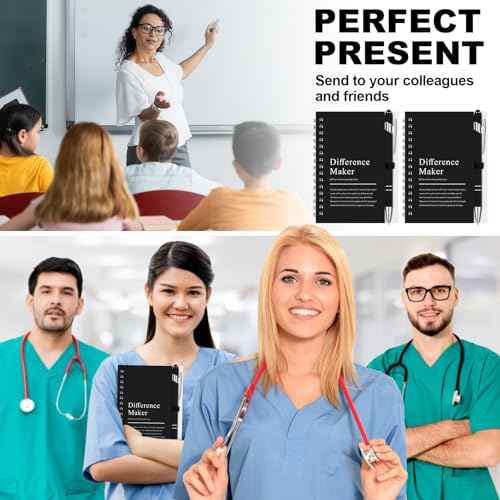 24 Sets Difference Maker Gifts Employee Appreciation Gifts Bulk Inspirational A6 Spiral Notebook Motivational Journals with Pen for Women Men Coworker Team Staff Christmas(Black)