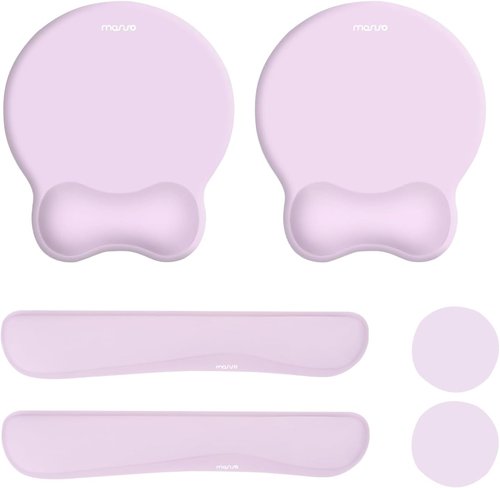 MOSISO Ergonomic Wrist Rest Support Set - Curved Memory Foam Mousepad & Keyboard Pad, 2 Pack - Purple