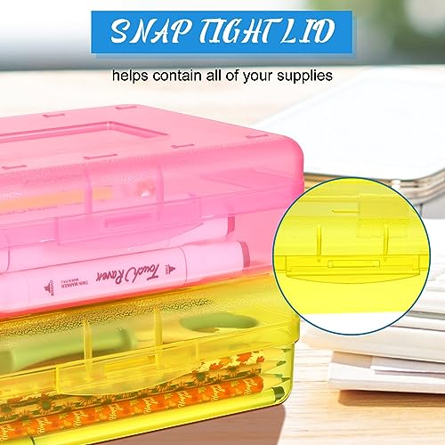 15 Pcs Clear Pencil Box Bulk Plastic Large Capacity Pencil Boxes Hard Pencil Case Organizer with Snap Tight Lid for Kids Boys Girls Multi Purpose School Classroom Home Office Supplies, 5 Colors