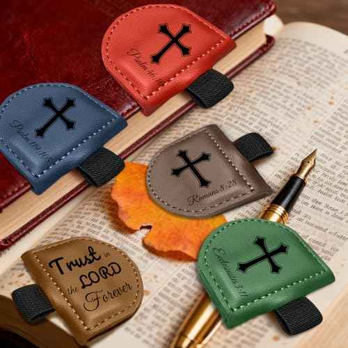 Bygone Mark Personalized Magnetic Leather Bookmark with Pen Holder - Inspirational Bible Verse Scripture Design, Custom Book Marker for Book Lovers Men Women (Brown-Philippians 4:13)