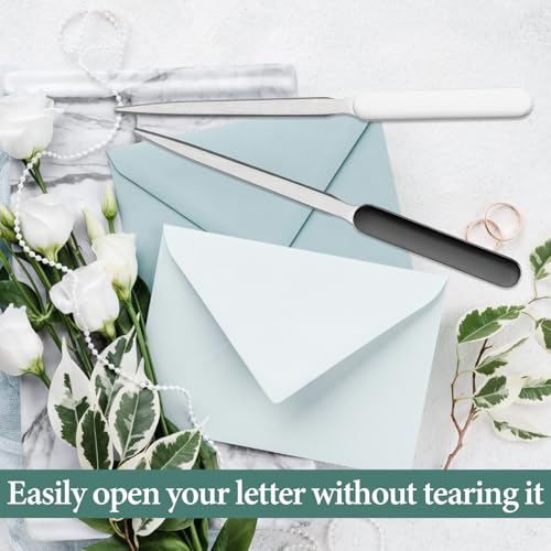 2 Pack Stainless Steel Letter Opener Envelope Slitter with Plastic Handle - Office & Home Use