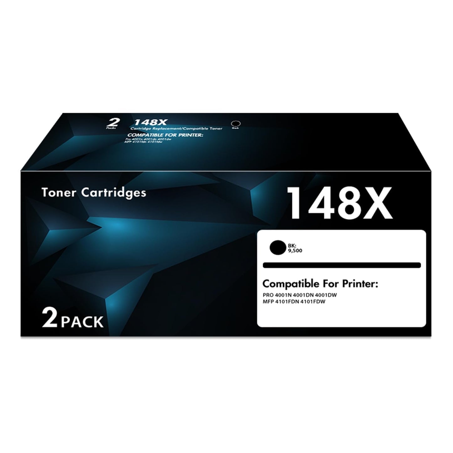 148X W1480X High Yield Toner Cartridges with Chip Compatible 148X 148A W1480A Toner Cartridges with Laser Jet Pro 4001dw 4001dn 4001n MFP 4101fdw 4101fdn Printer (Black, 2-Pack)