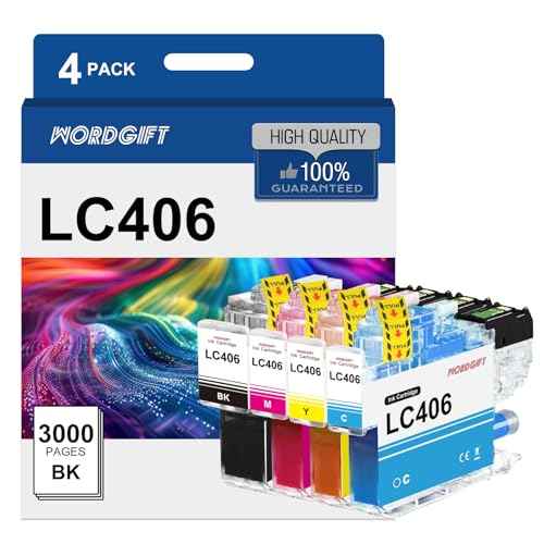 LC406 Ink Cartridges Compatible Replacement for Brother LC406 Ink cartridges for Brother Printer MFC-J4335DW MFC-J6555DW MFC-J4345DW MFC-J4535DW Printer (Black, Cyan, Magenta, Yellow)