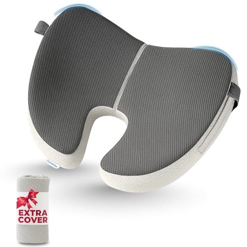 Foldable Non Slip Seat Cushion Orthopedic Memory Foam for Back,Tailbone, Hemorrhoid & Hip Pain Relief Portable Cushion for Yoga, Stadium, Golf Carts, Office, Car & Travel -Bonus Cover & Storage Bag