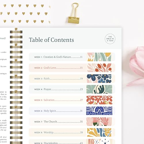Spiral Bible in a Year Study Guide Floral Bundle - Christian Devotional Kit