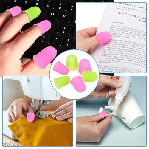 PATIKIL Medium Pink Silicone Finger Tips - Reusable Finger Protectors for Sewing, Writing, Crafts, & Office Use