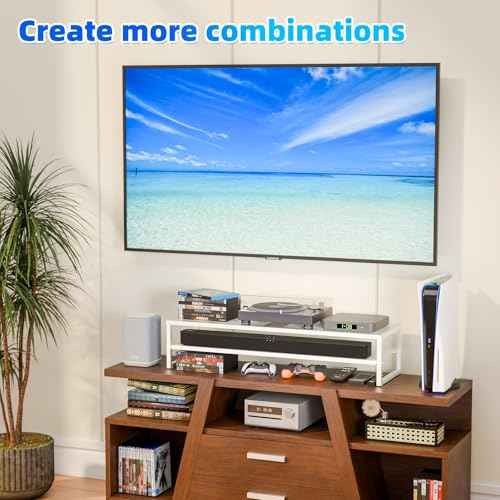 Simple Trending 2 Tier Metal Dual Monitor Stand Riser, Computer Office Desktop Organizer for 2 Monitors with 32"x10" Mouse Pad for Laptop, Printer, TV, White
