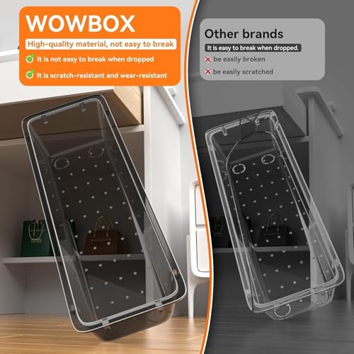 WOWBOX 32 PCS Clear Plastic Drawer Organizer Set, 4 Sizes Desk Drawer Organization and Storage Containers for Makeup, Cosmetics, Jewelry and Gadgets in Kitchen, Bathroom, Bedroom, Office, Clear Black