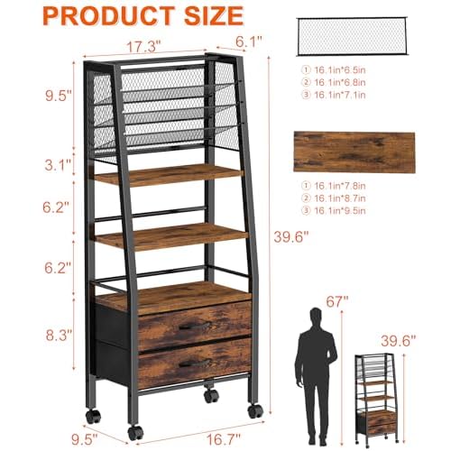 3-Tier Art Cart with Drawers & Lockable Wheels - Craft Organizer For Supplies, Brushes, Paints & Small Parts Storage, Utility Tool Art & Craft Paint Brush Holder for Home, Office (Rustic Brown)