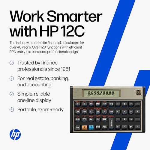 HP 12C Financial Calculator Black & Grey 2026 - 120+ Functions, RPN, Case Included