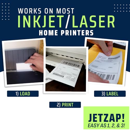JETZAP Pre-Cut 4x6 Shipping Labels | Work on Most Inkjet and Laser Printers | Just Load & Print | USPS UPS FedEx for Home Printers | 800 Pack