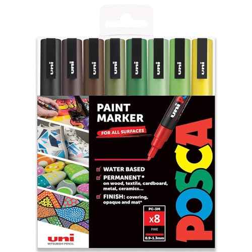 Posca PC-3M Paint Marker Art Pens - 0.9-1.3mm ? Earth Tones Set of 8 Pens in Gift Box