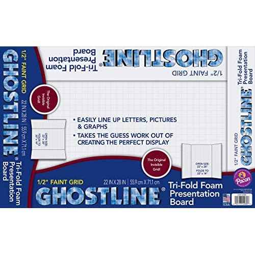 Ghostline Foam Presentation Board 1/2" Faint Grid, 28" x 22", White 5