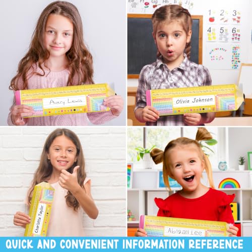 BEAWART 30 Pack Student Desk Name Plates with Alphabet & Learning Charts