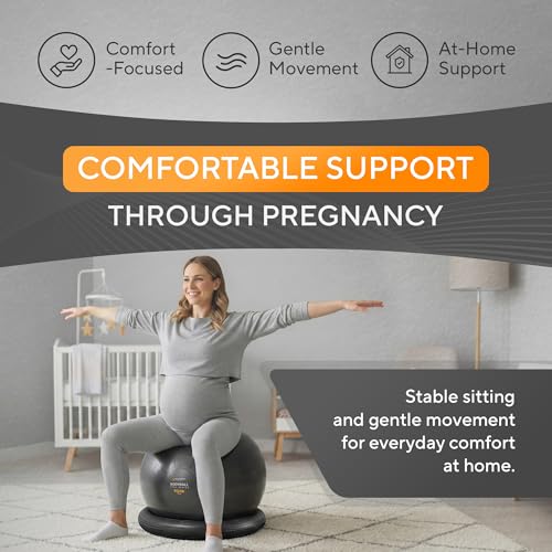 MANTRA SPORTS Yoga Ball Chair 65cm with Base for Active Sitting & Posture - Jet Black, L (5'4"-5'10")