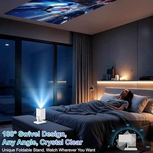 Mini Projector, 4K Portable Video Projector with WiFi6 & Bluetooth 5.4, 150 ANSI Lumen, Automatic Vertical Correction, 130'' Screen Home Cinema Smart Projector for Phone, PC, Laptop, HDMI, USB