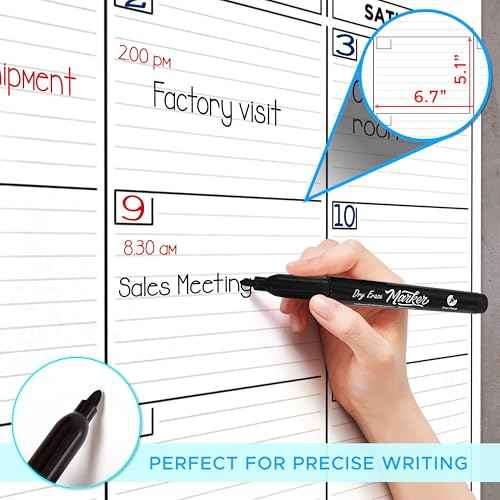 Large 36"x48" White Board Calendar Blank Dry Erase Calendar for Wall Big Dry Erase Wall Calendar Monthly Large Wall Calendar Dry Erase Board Planner Includes 6 Markers Eraser Push Pins & Mounting Tape
