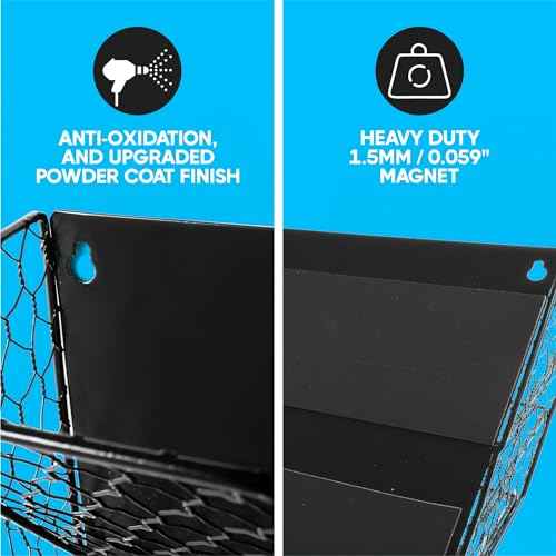 Magnetic File Organizer - 3 Tier Wall Document Storage - For Filling Cabinets, Refrigerators and Work Stations-Complete with 5 Pack of Folders