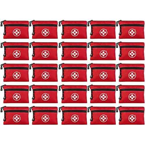 Swiss Safe 2-in-1 First Aid Kit for Car, Travel & Home, Businesses - Bonus Mini Kit for Medical Emergency Aid, Survival, Camping - 64 Piece, 25 Pack