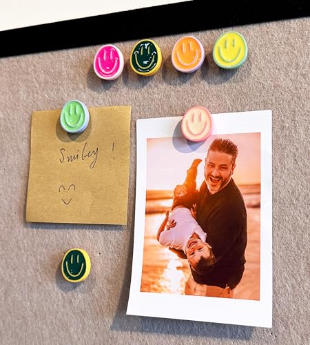 KEYDUACU 24 Colour Smileys Push Pins - Decorative Bulletin Board Thumbtacks (Colourful) 24 pack