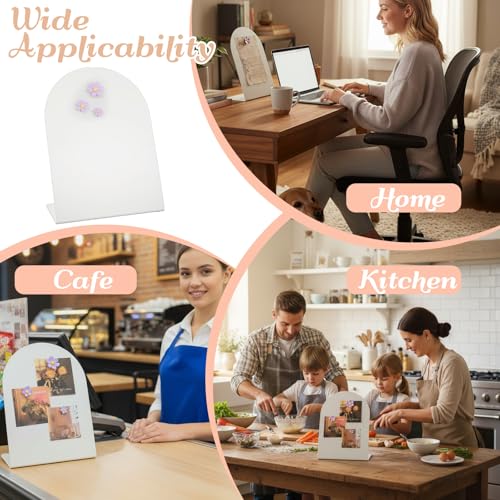 Magnetic Bulletin Board Set with Purple Flower Magnets, 11x7.86 Inch White Metal Memo Display for Home Office Kitchen