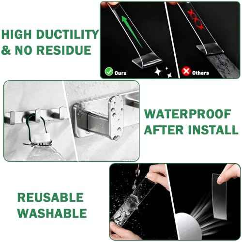 3 Rolls Double Sided Tape Heavy Duty, Extra Strong Nano Tape Double Sided Adhesive Strips, Clear Mounting Tape Removable Two Sided Adhesive Tape for Walls, Posters, Rug, Picture Hanging (Total 30 FT)