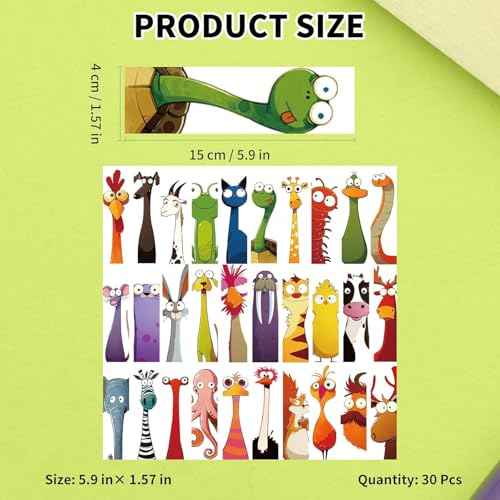 30PCS Funny Animal Bookmark for Kids - Creative Cartoon Page Holders, Unique Gifts for Book Lovers, Students, Readers on Christmas Easter Birthday School Rewards Library Reading