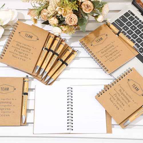 Fulmoon Employee Appreciation Gifts Thank You Gifts Inspirational Spiral Notepads Bulk with Bamboo Pen 3.9 x 5.5 Inch Motivational Notebooks for Coworker Staff Gift (50 Sets)