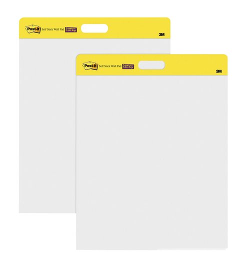 3M Post-it Easel Pad, 20 in x 23 in, White, 20 Sheets/Pad, 2 Pads/Pk, Mounts to surfaces with Command Strips included (566)