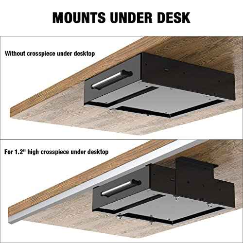 UNITEDPOWER Under Desk Drawer Storage, Pull-Out Office Hidden Counter Drawer, Metal Sliding Organizer Mount Below Table, Optional Bracket Height, Black