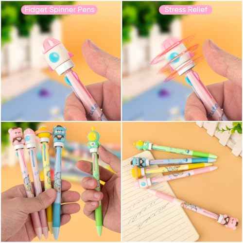 24 Fidget Spinner Multicolor Pen in One 3-in-1 | Fun Cute Pens for Kids & Adults | Stress Relief Rotating Pen 0.5mm | Perfect for School, Office, Home, Birthday Gifts