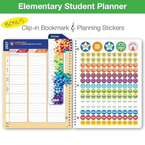 Global Datebooks 2026-2027 Elementary Student Planner 8.5x11 Earth Edition with Ruler & Stickers