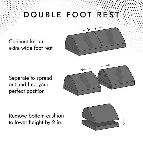 | Adjustable Width, Double Footrest for Under Desk - Adjustable Height, Width & Placement Foot Rest to find That Perfect Position, 24in Wide