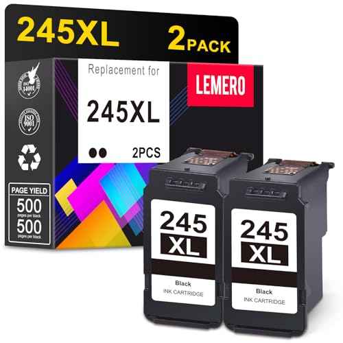 LEMERO 245XL Ink Cartridge Replacement for Canon 245XL Black Ink PG-245 245 XL Black Ink Cartridge Work with Canon Pixma MG2522 MG2500 MG2520 MX490 MX492 TR4520 TR4500 TS3322 TS202 Printer Ink (2Pack)