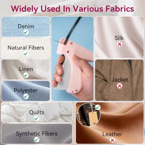 AISOSO Handheld Tagging Gun for Clothes (Pink) with 3000 Fasteners – 0.8mm Precision Needle