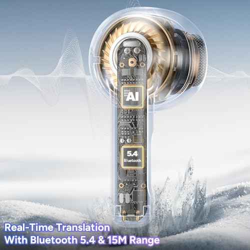 AI Language Translator Earbuds,OWS Real-Time 4-in-1 Translation Earbuds 144 Languages & Accents, Bluetooth 5.4 Translation Device for Travel/Business/Learning (a 12 White)