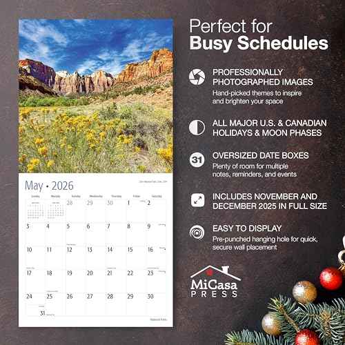 MICASA Wild & Beautiful National Parks 2026 Wall Calendar 12 Month | 12" x 24" Open | Thick & Sturdy Paper | Giftable | Calendar 2026