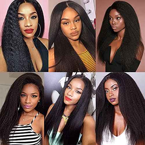 20 22 24 Inch Yaki Straight Bundles Human Hair Bundles #1B Nature Black Kink Straight Bundle Unprocessed Brazilian Virgin Weave Hair 3 Bundle 50 Gram Per Bundle for Woman