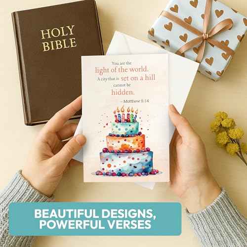 30 Pack Religious Birthday Cards with Envelopes and Stickers ? 4 x 6 in, Inspirational Christian Birthday Cards Bulk Boxed Set with Bible Verses and Greetings Inside for Women, Men, Kids