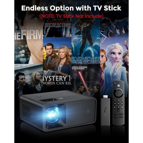 CiBest Mini Projector, 2025 Upgraded Full HD 1080P Support Video Projector, Portable Small Movie Projector, Compatible with iOS/Android/Windows/TV Stick/Box/USB/HDMI