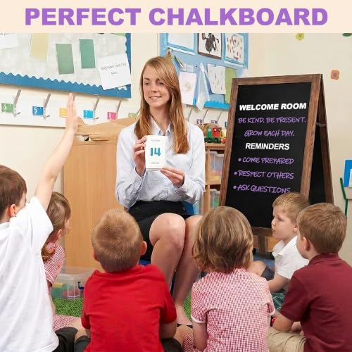 SEENYOO 40x20 Inch Double Sided Wooden Chalkboard Sign with Markers - Brown