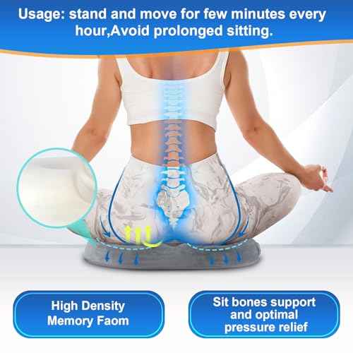 Donut Cushion Memory Foam Hemorrhoids Cushion for Postpartum & Coccyx & Tailbone Pain Pressure Relief for Office Chair, Wheelchair, Office, Car Seat (Grey)