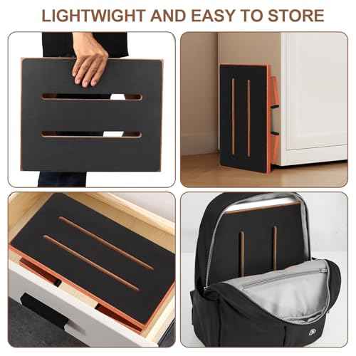 Step Stool Foldable, Wooden Step Stool with Non-Slip Rubber Stepping Platform, Folding Step Stools for Adults Seniors in Bedroom, Kitchen Bathroom, RV, Bed Steps for High Beds, No Assemble (Brown)