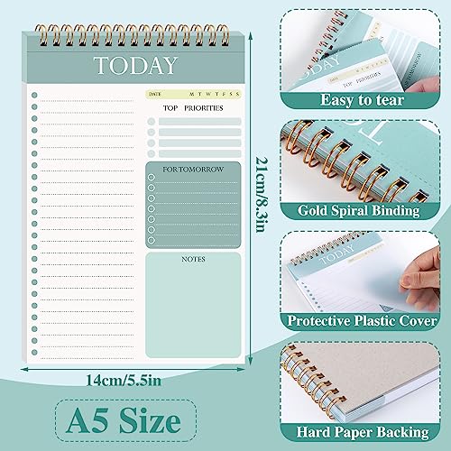 Thboxes 2 Pack Undated A5 To Do List Notepads with Protective Cover - Green & Purple Nature