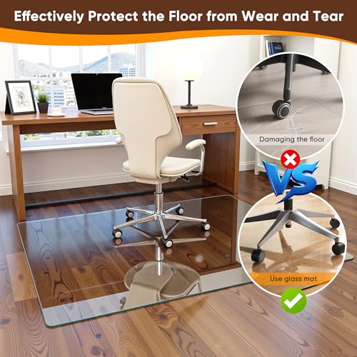 48" x 32" Carpet Chair Mats for Carpet & Hardwood - 1/6" Office Mat for Carpet, 1500lb Capacity, Scratch-Resistant, Floor Protector for Home & Office