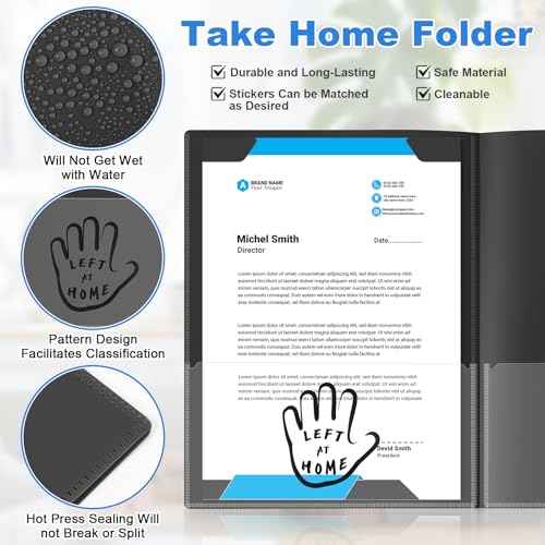Henoyso 48 Pcs Plastic Parent Teacher Communication Folder with 2 Pockets Take Home Folders with Clear Heavy Duty Pocket Fit Letter Size for School Students Teacher Home, 11.8¡¿9.45 Inch(Black)