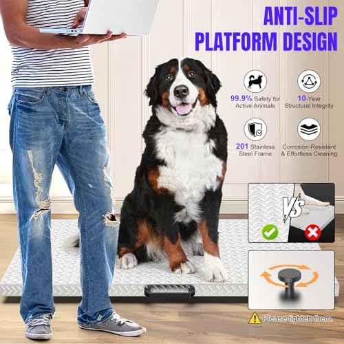 Precision Large Dog Scale - 1100lb x 0.2lb Large Breed Animal Livestock Weight Scale, Pet Scale Non-Slip Stainless Steel Platform for Dogs (Non-Slip Platform)