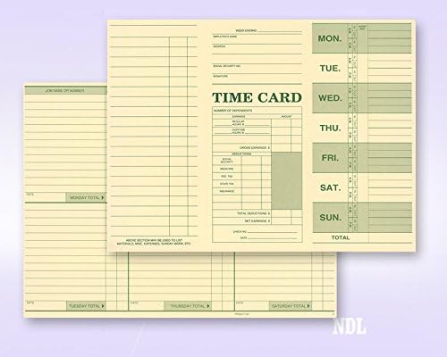 NextDayLabels - Weekly Employee Attendance Time Cards | Made in the USA (Pack of 100)