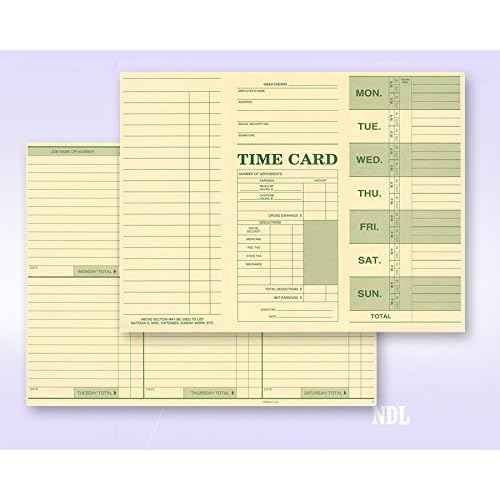 NextDayLabels - Employee Attendance Weekly Time Card (Pack of 250)