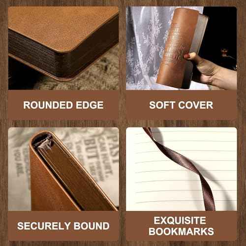 Leather Journal for Men Soft Cover 256 Pages Lined Bible Journals for Writing A5 Lion Journaling Notebooks Vintage Travel Inspirational Diary, 5.7" x 8.3", Brown
